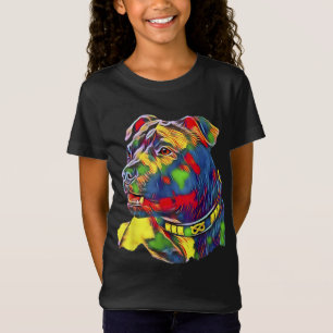 T-Shirt Aquarelle Art coloré American Staffordshire Bul