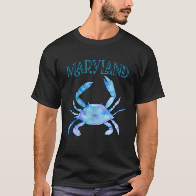 T-shirt Aquarelle artistique Crabe bleu du Maryland (Devant)