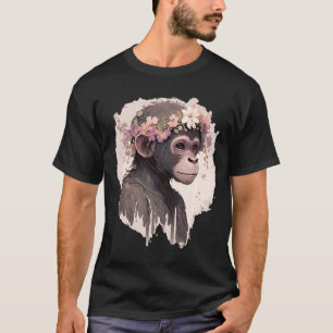 T-shirt Aquarelle artistique Fleur de singe Couronne Flora