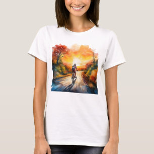 T-shirt Aquarelle Autumn Bike Ride - Cyclisme Aventure A