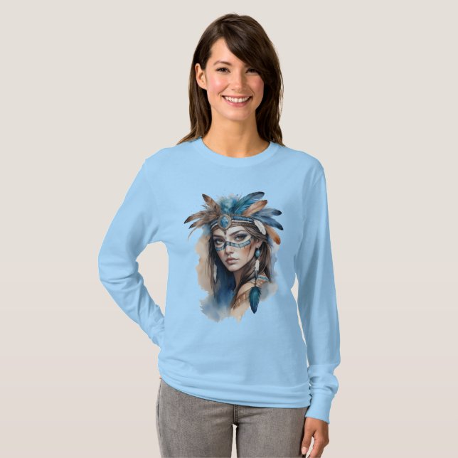 T-shirt Aquarelle Beauté tribale : Esprit d'art bohème (Devant entier)