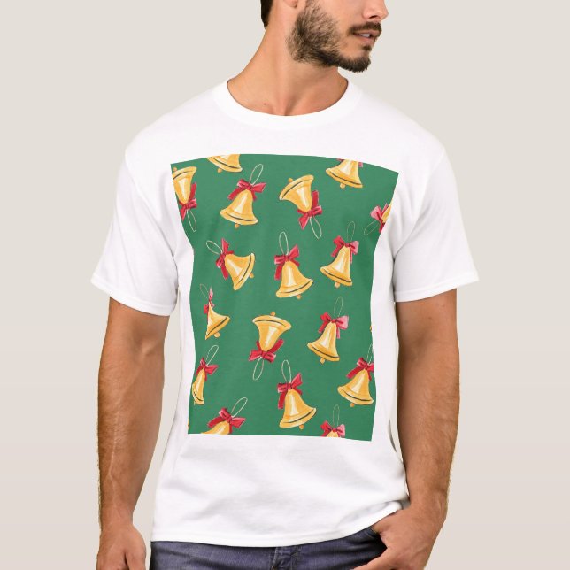T-shirt Aquarelle Bell Motif Vert sans joint (Devant)