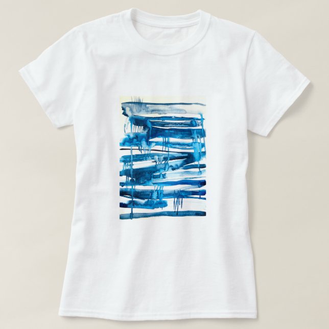 T-shirt Aquarelle bleu art abstrait (Design devant)