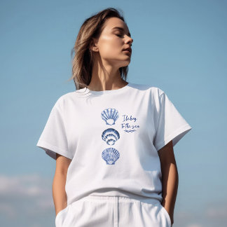 T-shirt Aquarelle bleu coquillage