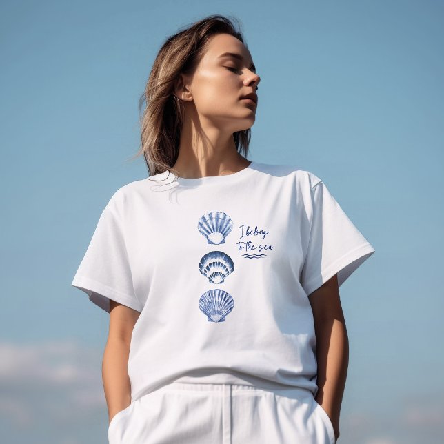 T-shirt Aquarelle bleu coquillage (Créateur téléchargé)