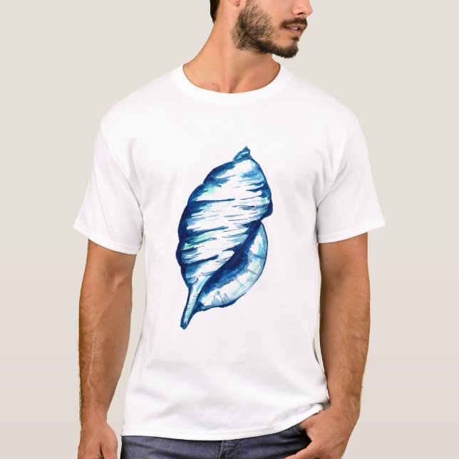 T-shirt Aquarelle bleu Seashell (Devant)