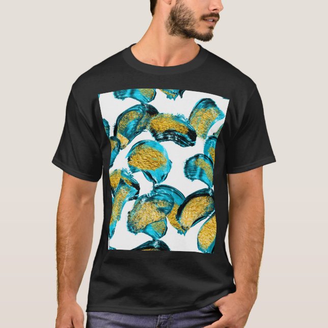 T-shirt Aquarelle bleu, turquoise, or art. (Devant)
