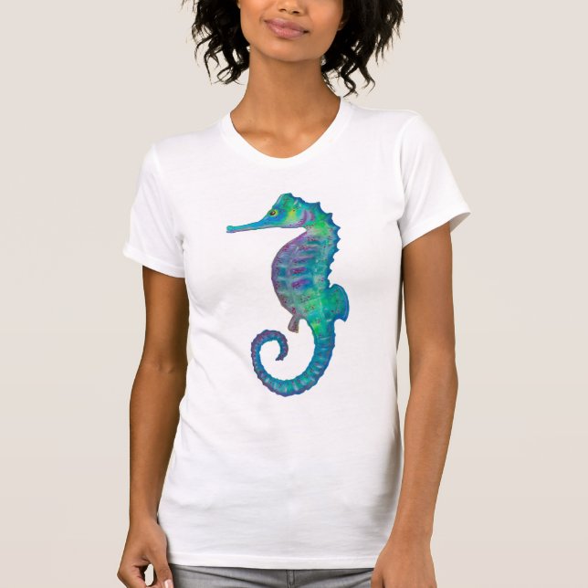 T-shirt Aquarelle bleue et verte de la marine (Devant)