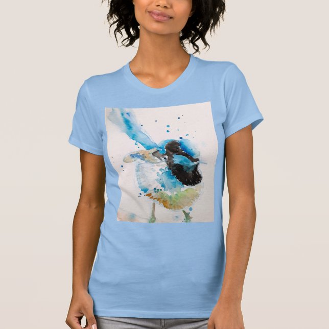 T-shirt Aquarelle bleue Wren Peinture des oiseaux australi (Devant)