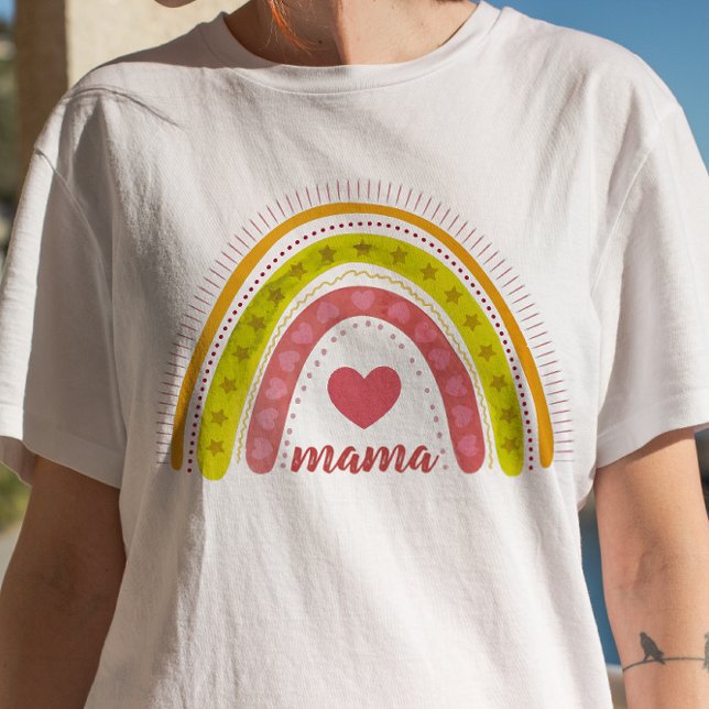 T-shirt Aquarelle Boho de texte personnalisé Coeur arc-en- (Créateur téléchargé)