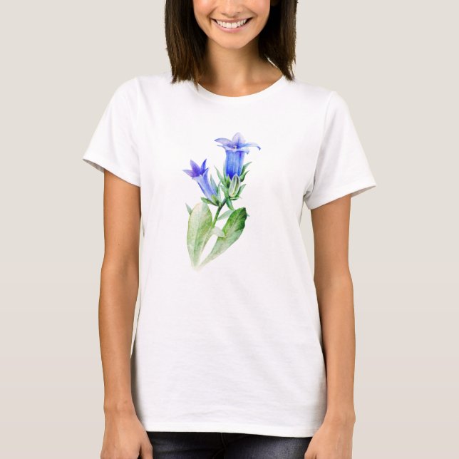 T-shirt Aquarelle botanique Campanula bell (Devant)