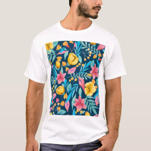 T-shirt Aquarelle botanique : fleurs, ornement feuille.