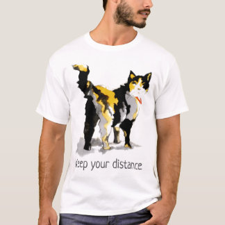 T-shirt Aquarelle Calico Chat "Gardez votre distance"