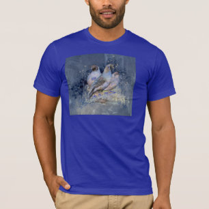 T-shirt Aquarelle California Quail Bird en bleu