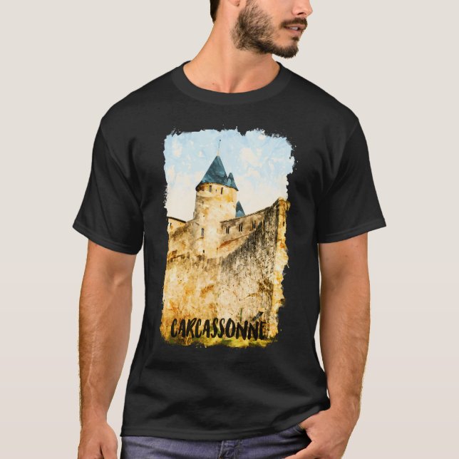 T-shirt Aquarelle Carcassonne France (Devant)