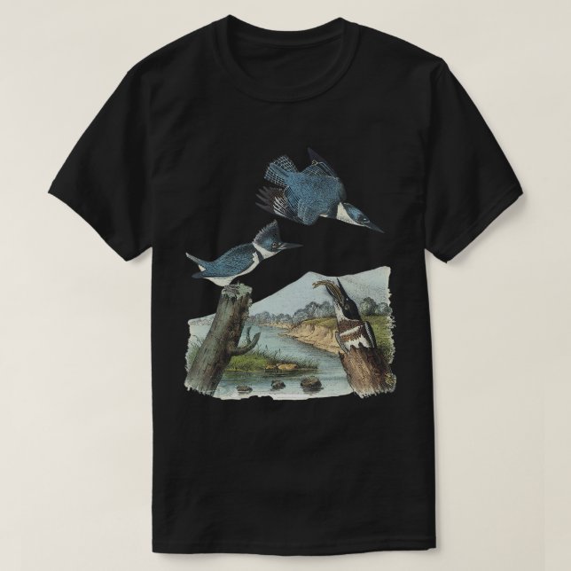 T-shirt Aquarelle Ceinture Kingfisher Bird Mange Poisson N (Design devant)