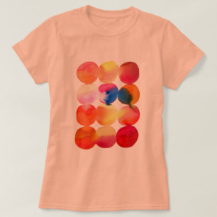 T-shirt Aquarelle cercle motif art abstrait couleur chaude