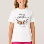 T-shirt aquarelle cerf fleurs merveille Noël<br><div class="desc">joyeux design de noël,  rustique stag floral nous faisons script moderne belle naturelle,  terre cuite,  noir et sauge collection verte.</div>