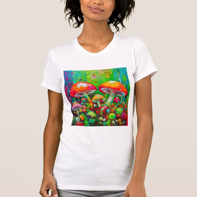 T-shirt Aquarelle Champignons Abstraits (Devant)