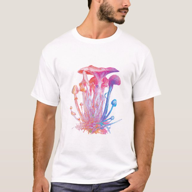 T-shirt Aquarelle Champignons Abstraits (Devant)
