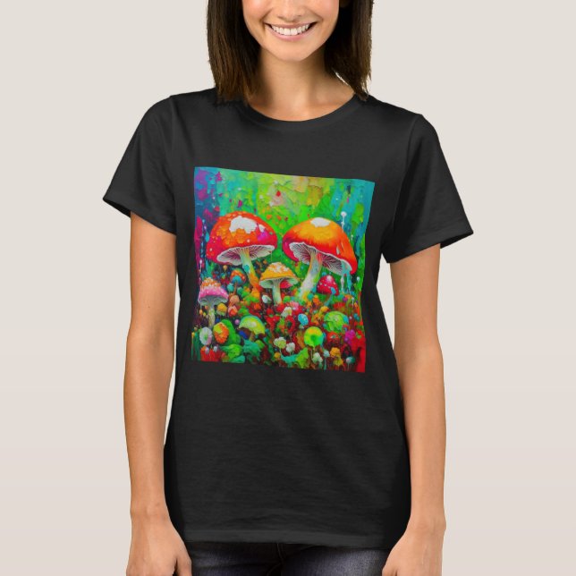 T-shirt Aquarelle Champignons Abstraits (Devant)