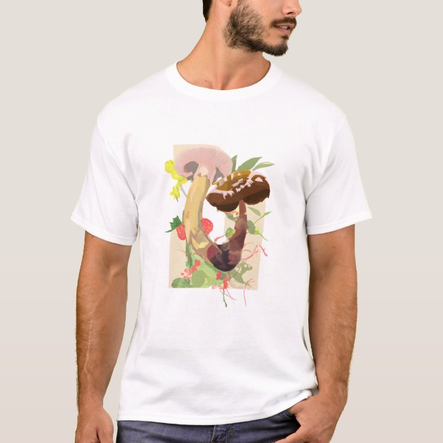 T-shirt Aquarelle Champignons Abstraits (Devant)