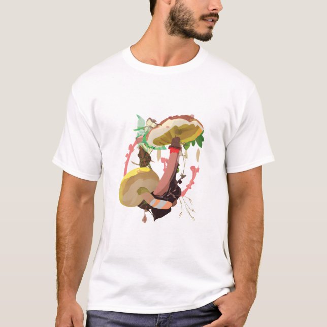 T-shirt Aquarelle Champignons Abstraits (Devant)