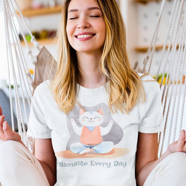T-shirt Aquarelle Chat Yoga Amant Enseignant Maman Femme C (Cute Cat Yoga Lover Teacher Mom Women Gift)