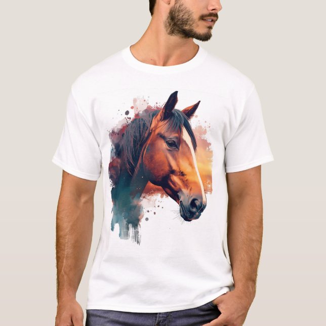 T-shirt Aquarelle Chestnut Horse (Devant)