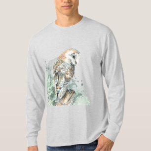 T-shirt Aquarelle Chouette Oiseau Faune Nature Art T-S