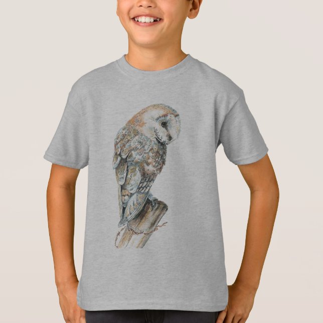 T-shirt Aquarelle Chouette Oiseau Nature Art (Devant)