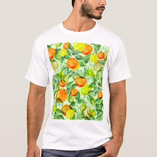T-shirt Aquarelle citrons, fleurs, agrumes motif.