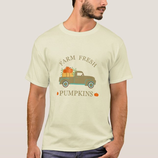 T-shirt Aquarelle citrouille fraîche de ferme automne (Devant)