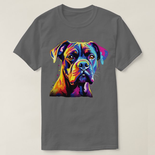 T-shirt Aquarelle Colorée Boxer Chien Premium (Design devant)