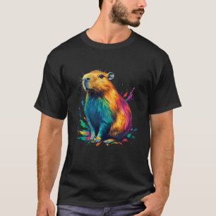 T-shirt Aquarelle colorée Capybara Design Art Pour Hommes 