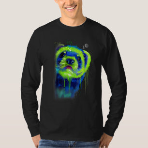 T-shirt Aquarelle colorée de la face de furet