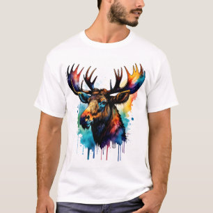 T-shirt Aquarelle colorée d'orignal