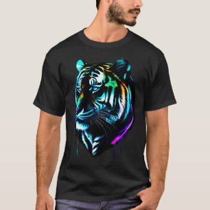 T-shirt Aquarelle colorée Tigre Lumineux