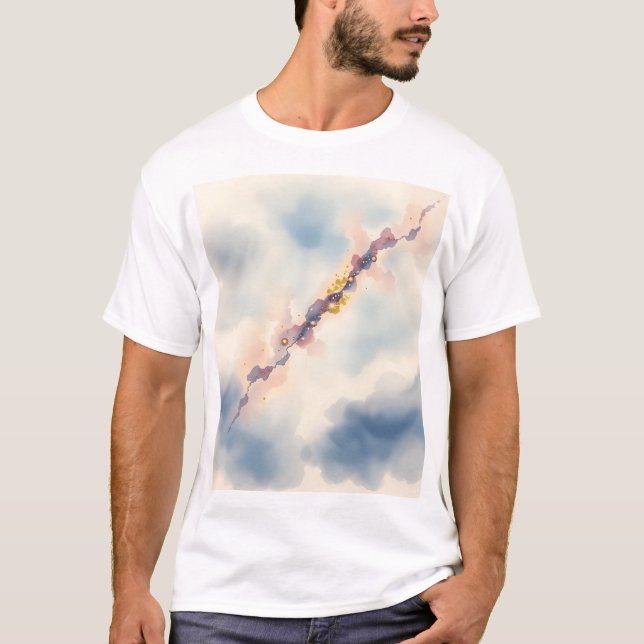 T-shirt Aquarelle Comet Galaxy Scène (Devant)