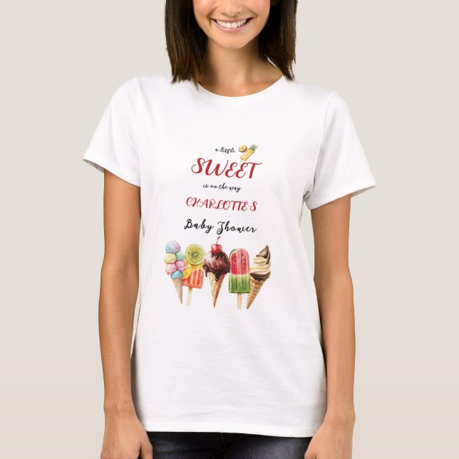 T-shirt Aquarelle Crème glacée Sweet Baby shower famille (Devant)