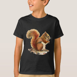 T-shirt Aquarelle Cute Écureuil rouge Nature animale