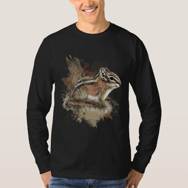 T-shirt Aquarelle Cute Little Chipmunk Animal Wildlife (Devant)