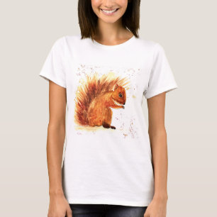 T-shirt Aquarelle d'animal de la forêt d'écureuils mignons