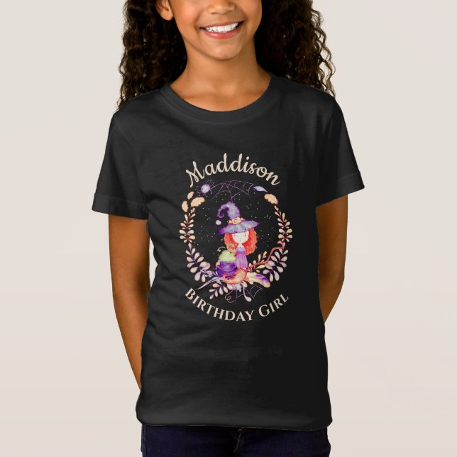 T-Shirt Aquarelle d'anniversaire de la sorcière (Devant)