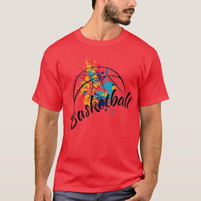T-shirt Aquarelle de basket-ball (Devant)