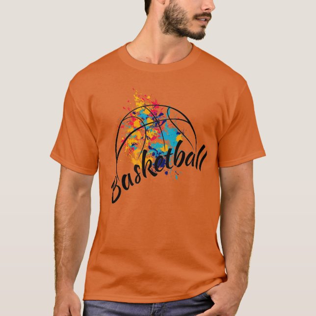 T-shirt Aquarelle de basket-ball (Devant)