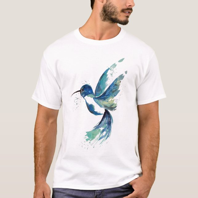 T-shirt Aquarelle de Blue Humminbird (Devant)