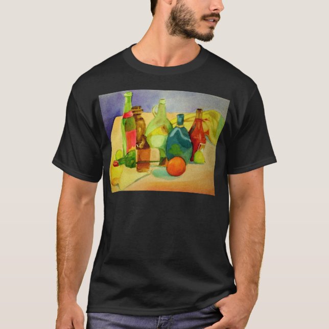 T-shirt Aquarelle de bouteille de verre (Devant)