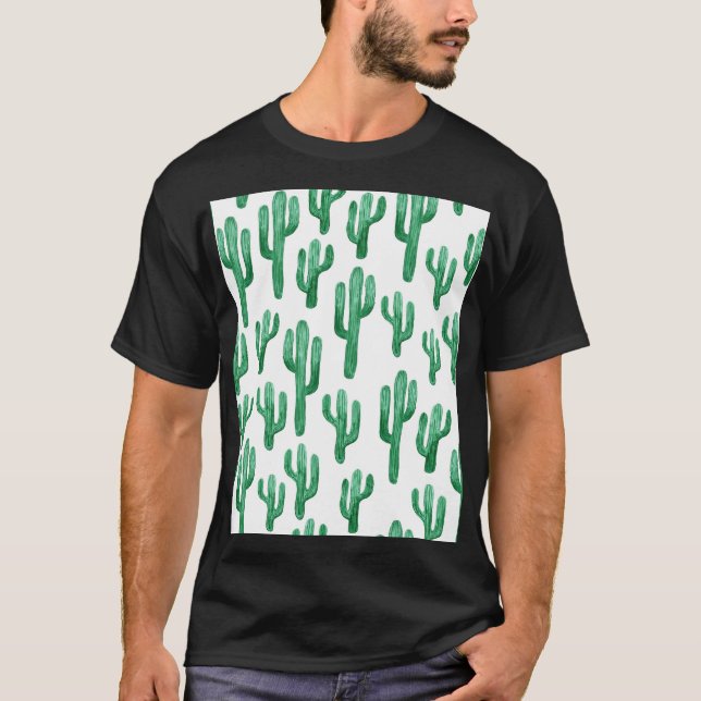 T-shirt Aquarelle de cactus : illustration à main (Devant)