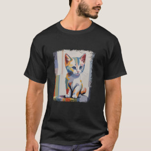 T-shirt Aquarelle de chat colorée Art pour chaton et Lov d